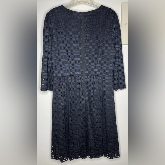 Ann Taylor DARK NAVY AND BLACK Textured Long Sleeve Dress 12 - Picture 3 of 8